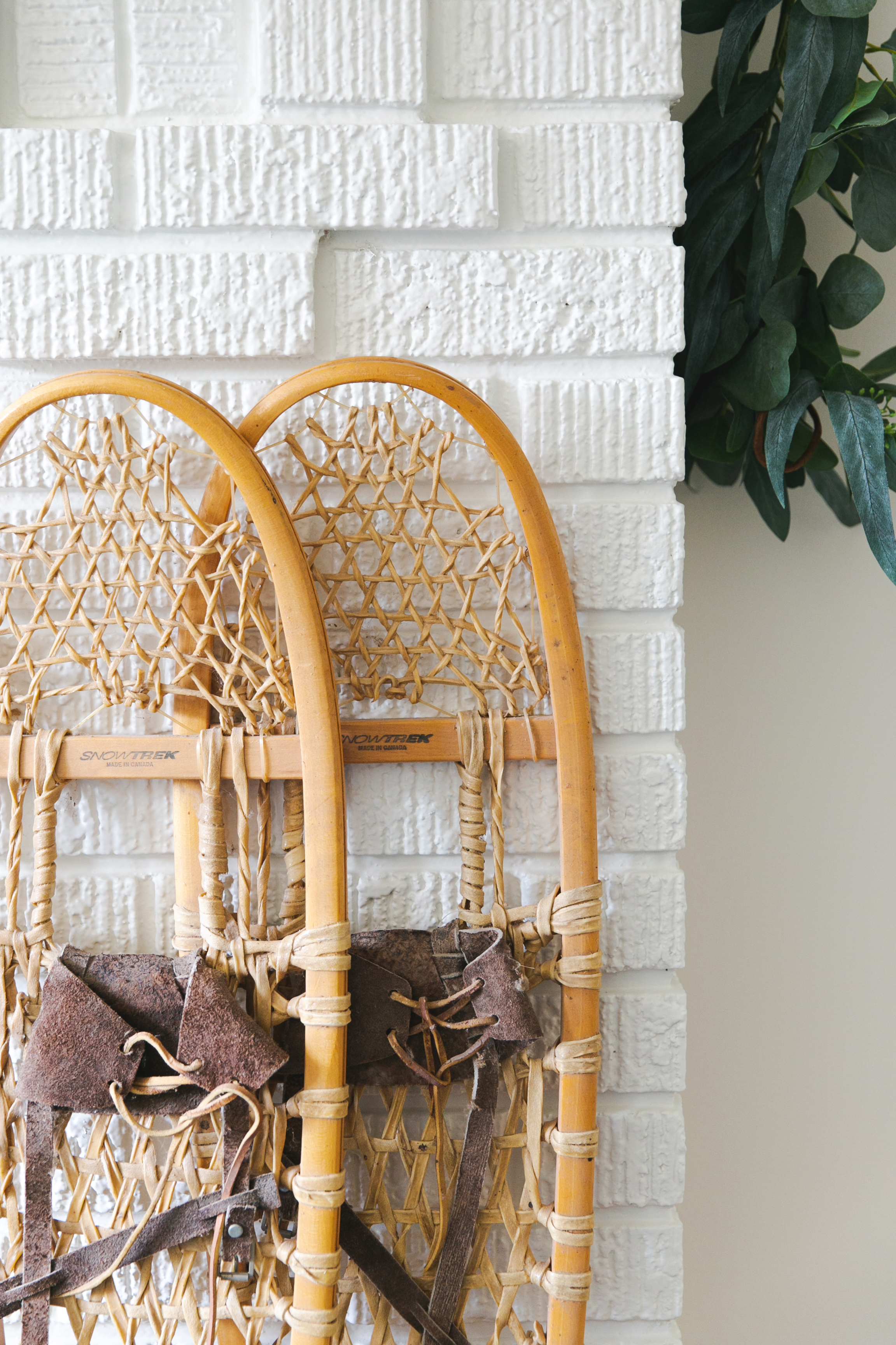 Wooden snowshoes, fireplace decor. for the holidays. 